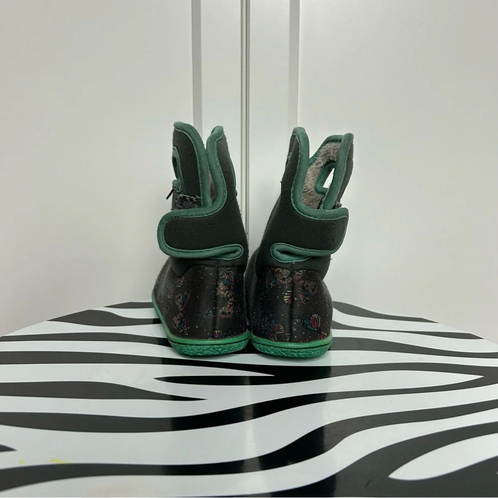 Bogs baby butterfly grey green water boots insulated
